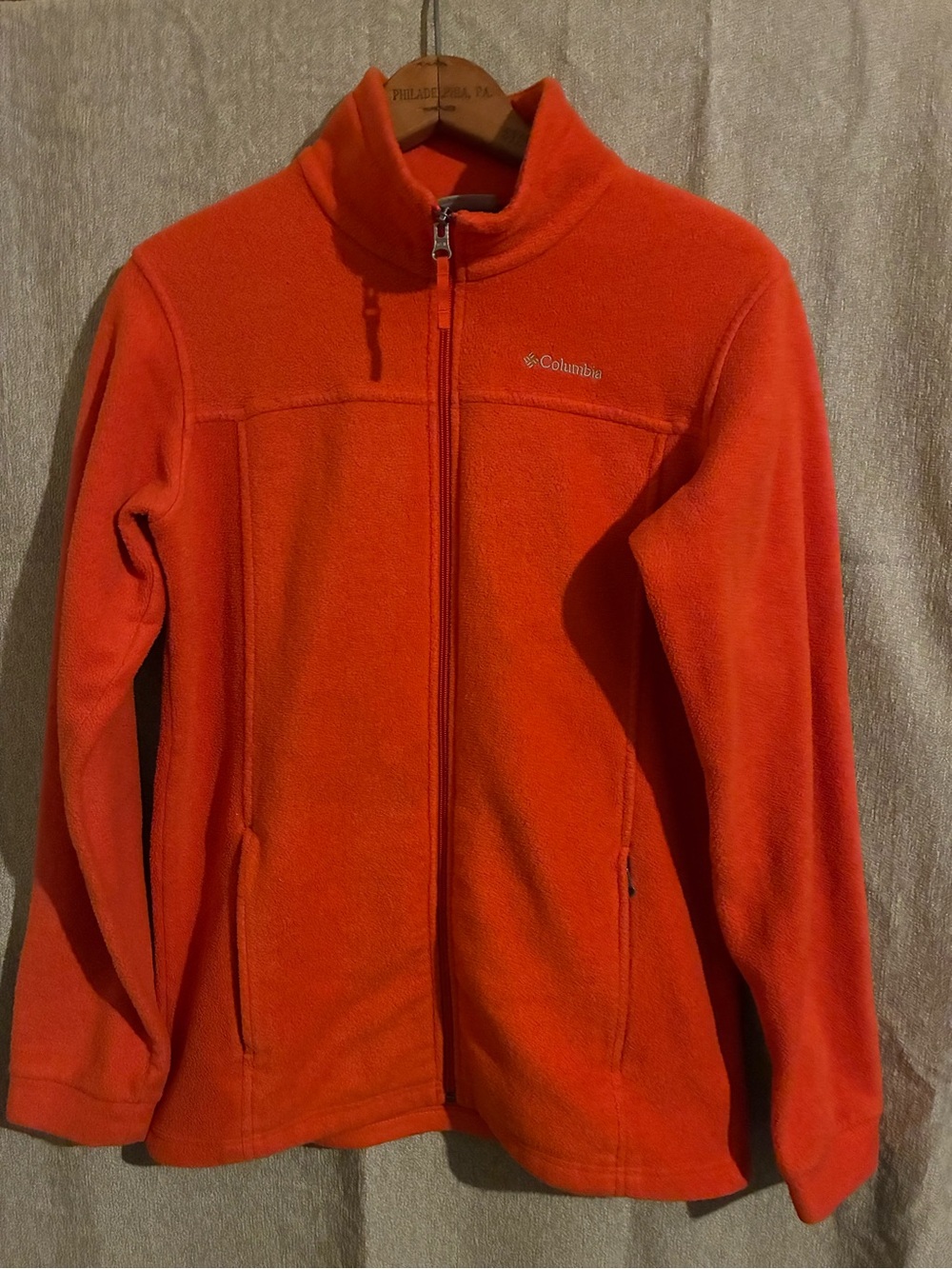 Columbia Bright Orange Zip-Up Fleece Jacket size XL